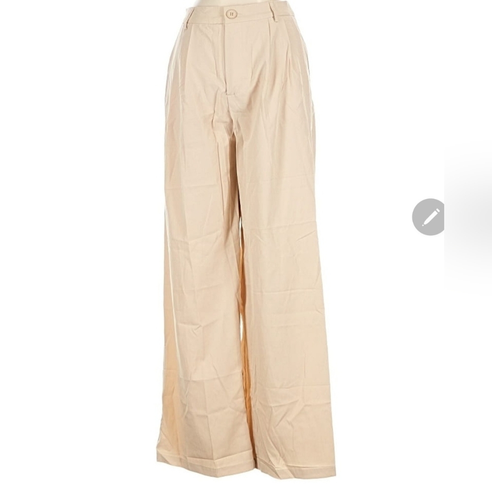 Elegant Cream Wide-Leg Trousers